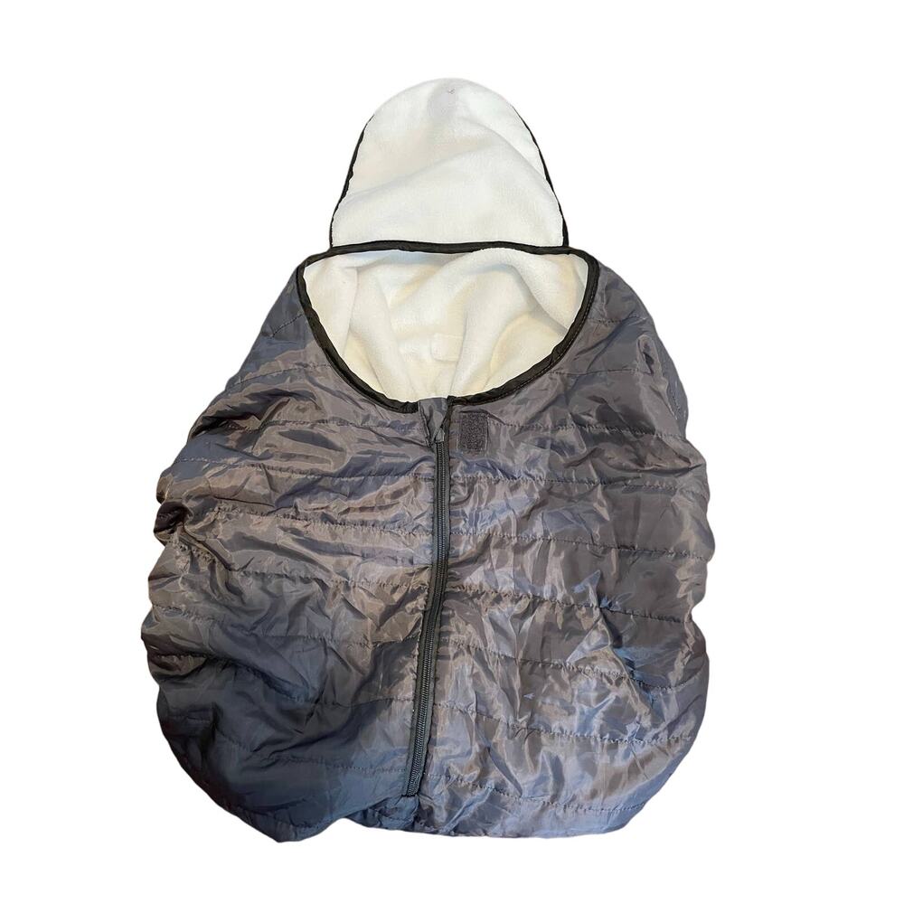Little Journey gray carrier or car seat cover lined solid puffer insulated zip